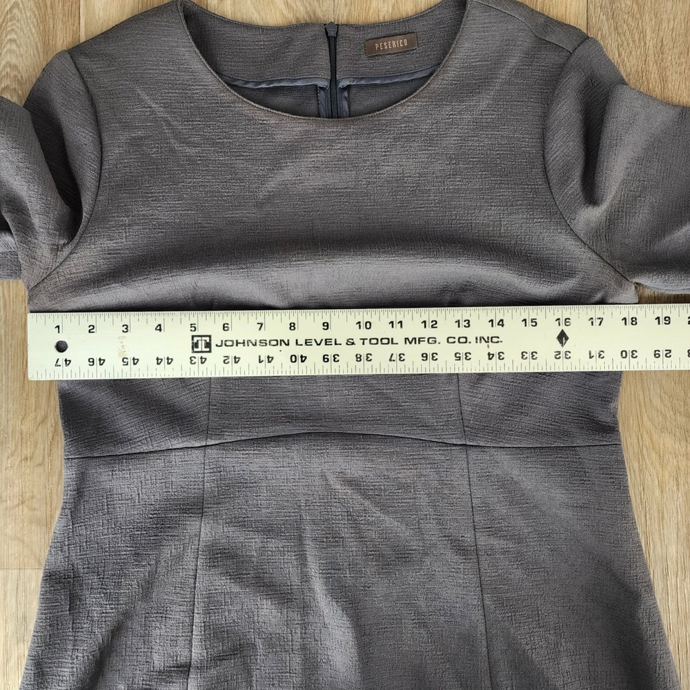 Peserico Gray Textured Cotton Blend Short Sleeve Shift Dress Made in Italy Sz 46 - Picture 6 of 14